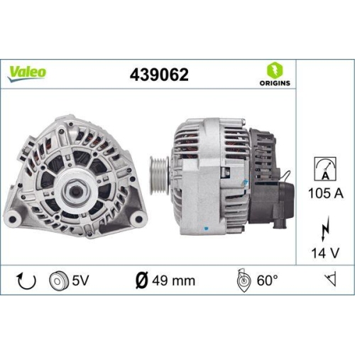 Generator Valeo 439062 Valeo Origins New Oe Technologie f&uuml;r Bmw Jaguar Opel