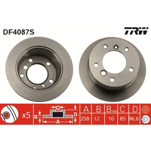 Bremsscheibe Trw DF4087S Trw Single f&uuml;r VW Audi Mercedes Benz Mercedes Benz