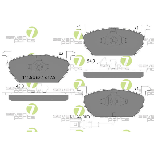 Bremsbelagsatz Scheibenbremse 7 Seven Parts SVP28540 f&uuml;r Audi Seat Skoda Vag VW