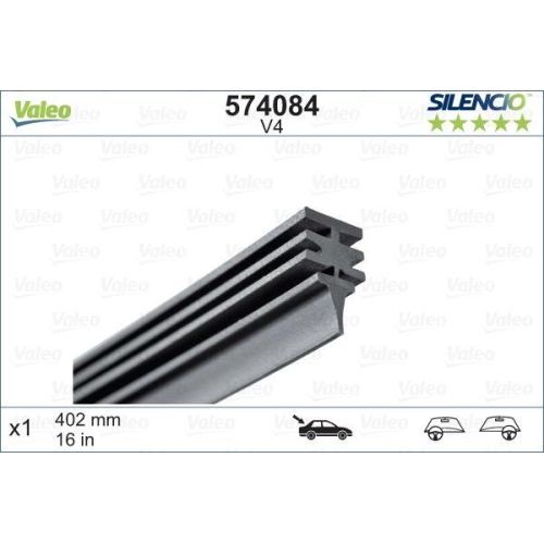 Wischgummi Valeo 574084 Silencio Conventional Single für Hinten