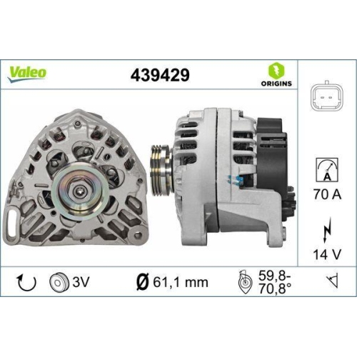 Generator Valeo 439429 Valeo Origins New Oe Technologie f&uuml;r Mitsubishi Nissan