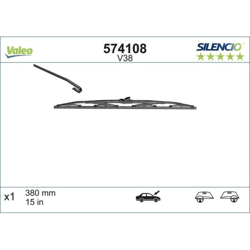 Wischblatt Valeo 574108 Silencio Conventional Single für Toyota Beidseitig Vorne