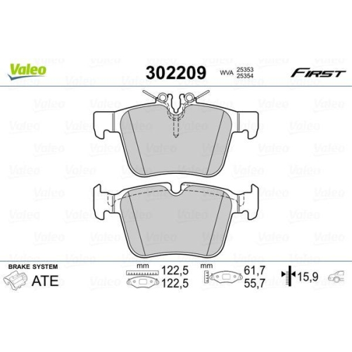 Bremsbelagsatz Scheibenbremse Valeo 302209 First für Mercedes Benz Mercedes Benz