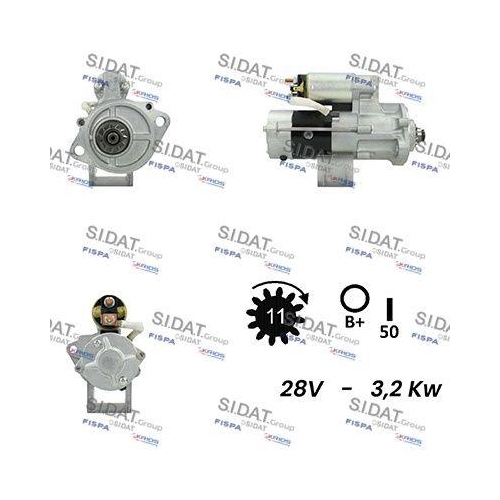 Starter Sidat S24MH0134 f&uuml;r Isuzu Mitsubishi Jcb