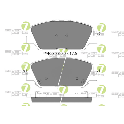 Bremsbelagsatz Scheibenbremse 7 Seven Parts SVP28610 f&uuml;r Hyundai Kia