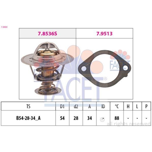Thermostat K&uuml;hlmittel Facet 7.8869 Made In Italy - Oe Equivalent f&uuml;r Hyundai Kia