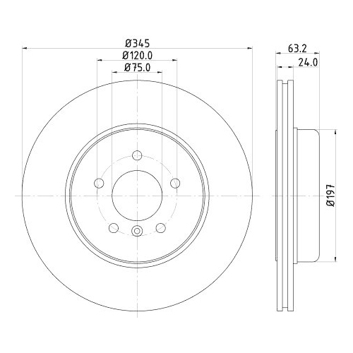 Bremsscheibe Hella 8DD 355 119-341 Pro f&uuml;r Bmw Bmw (brilliance) Hinterachse