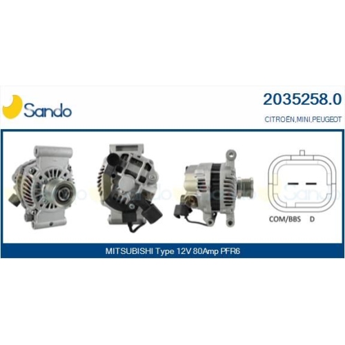 Generator Sando 2035258.0 f&uuml;r Mitsubishi Citro&euml;n/peugeot