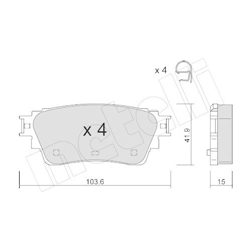 Bremsbelagsatz Scheibenbremse Metelli 22-1294-0 f&uuml;r Nissan Hinterachse