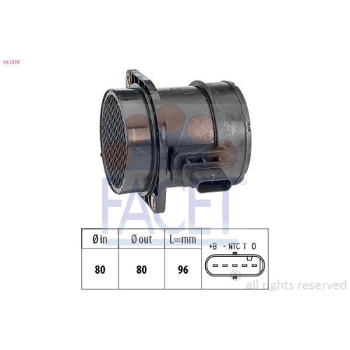 Luftmassenmesser Facet 10.1376 Made In Italy - Oe Equivalent f&uuml;r Ssangyong Kia