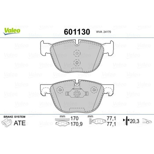 Bremsbelagsatz Scheibenbremse Valeo 601130 f&uuml;r Bmw Vorderachse