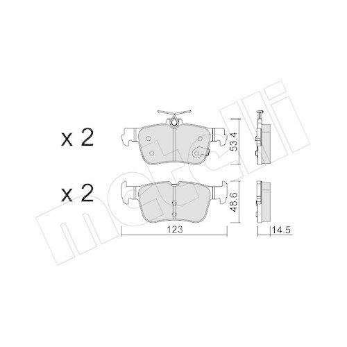 Bremsbelagsatz Scheibenbremse Metelli 22-1332-0 f&uuml;r Ford Volvo Hinterachse