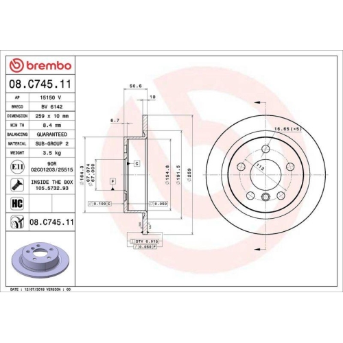2X Brembo Bremsscheibe Hinterachse Prime Line - Uv Coated f&uuml;r Mini