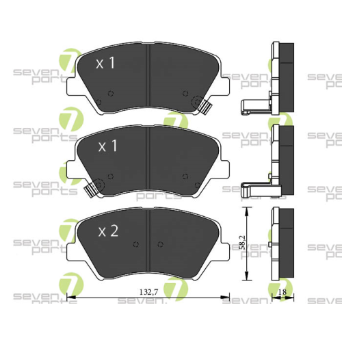 Bremsbelagsatz Scheibenbremse 7 Seven Parts SVP28760 f&uuml;r Fiat 1. Hinterachse