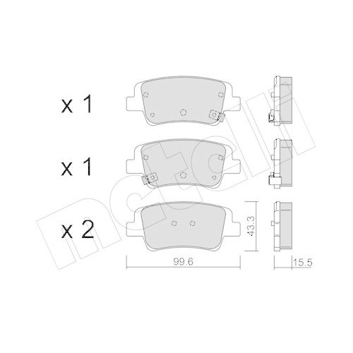 Bremsbelagsatz Scheibenbremse Metelli 22-1371-0 f&uuml;r Hyundai Hinterachse
