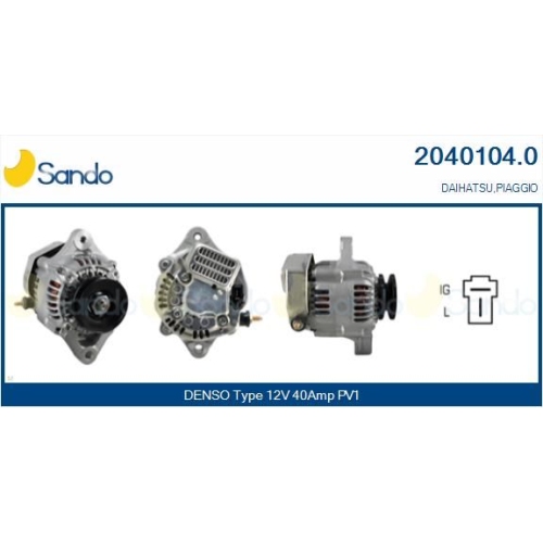 Generator Sando 2040104.0 f&uuml;r Daihatsu Toyota Jcb Kubota Iseki