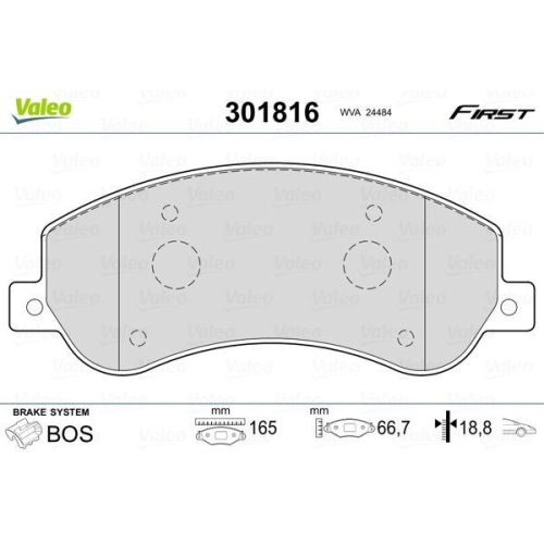 Bremsbelagsatz Scheibenbremse Valeo 301816 First f&uuml;r Ford Ford (jmc) Vorderachse