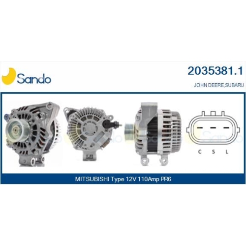 Generator Sando 2035381.1 f&uuml;r Mitsubishi Subaru