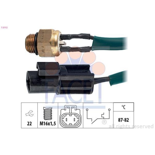 Temperaturschalter K&uuml;hlerl&uuml;fter Facet 7.5112 Made In Italy - Oe Equivalent f&uuml;r