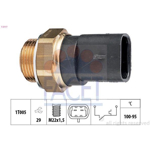 Temperaturschalter K&uuml;hlerl&uuml;fter Facet 7.5117 Made In Italy - Oe Equivalent f&uuml;r
