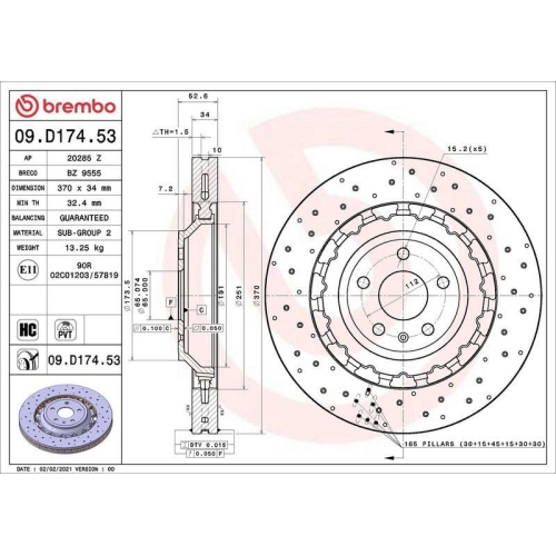 Bremsscheibe Brembo 09.D174.53 Prime Line - Dual Cast f&uuml;r Audi Vorderachse