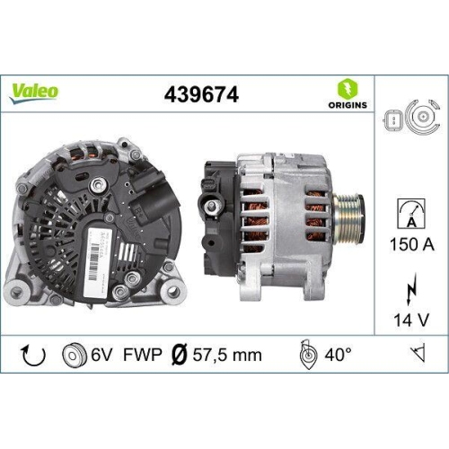 Generator Valeo 439674 Valeo Origins New Oe Technologie f&uuml;r Citro&euml;n Fiat Lancia