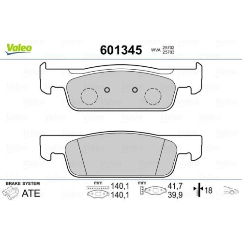 Bremsbelagsatz Scheibenbremse Valeo 601345 f&uuml;r Renault Dacia Smart Vorderachse
