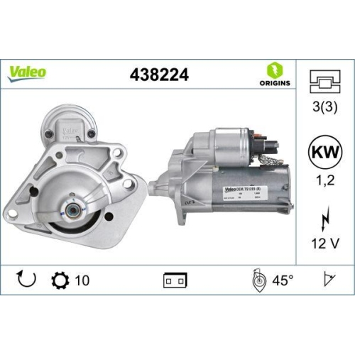 Starter Valeo 438224 Valeo Origins New Oe Technologie f&uuml;r Renault Dacia
