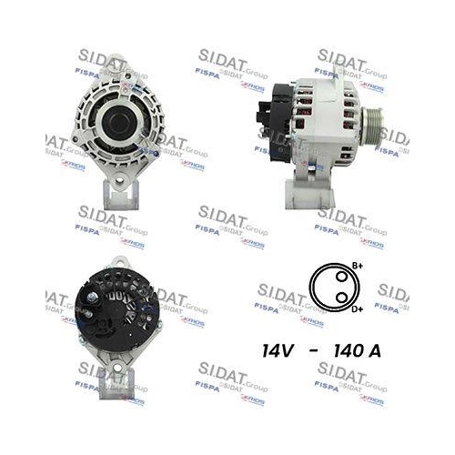 Generator Sidat A12DE0009A2 f&uuml;r Alfa Romeo Fiat Lancia Suzuki