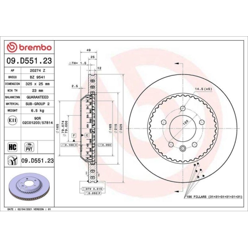 Bremsscheibe Brembo 09.D551.23 Prime Line - Lightweight f&uuml;r Land Rover