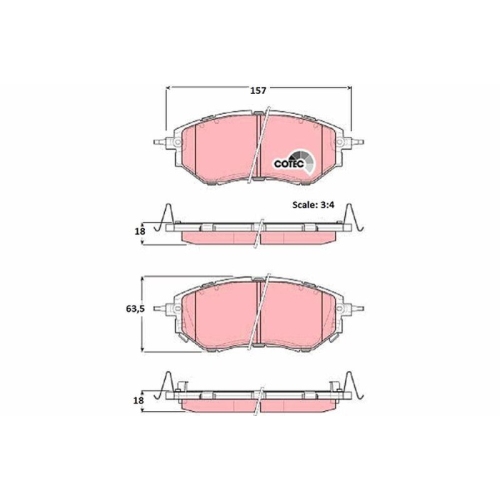 Bremsbelagsatz Scheibenbremse Trw GDB3372 Cotec f&uuml;r Subaru Vorderachse