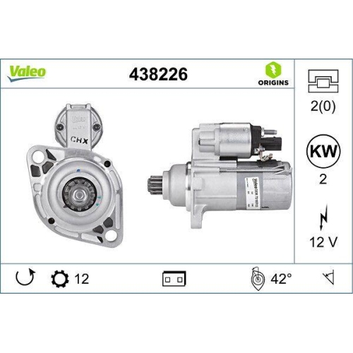 Starter Valeo 438226 Valeo Origins New Oe Technologie f&uuml;r Audi Seat Skoda VW