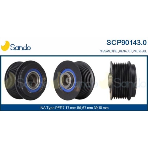 Riemenscheibe Generator Sando SCP90143.0 für Nissan Renault Hitachi Ika
