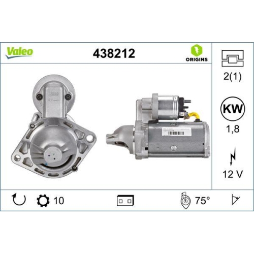 Starter Valeo 438212 Valeo Origins New Oe Technologie für Fiat Opel Vauxhall