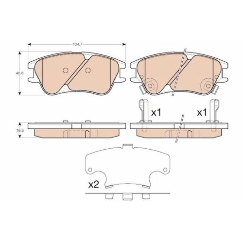 Bremsbelagsatz Scheibenbremse Trw GDB3377 Cotec f&uuml;r Hyundai Vorderachse