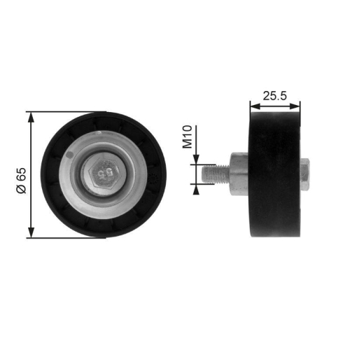 Umlenk /f&uuml;hrungsrolle Keilrippenriemen Gates T36207 Drivealign&trade; f&uuml;r Fiat