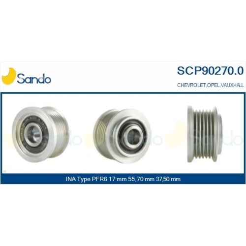 Riemenscheibe Generator Sando SCP90270.0 f&uuml;r Chevrolet Ika