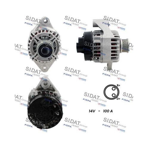 Generator Sidat A12DE0081 f&uuml;r Alfa Romeo Fiat Lancia