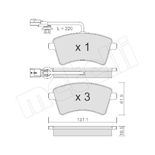 Bremsbelagsatz Scheibenbremse Metelli 22-0812-1 f&uuml;r Nissan Renault Vorderachse