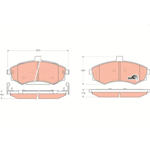 Bremsbelagsatz Scheibenbremse Trw GDB3378 Cotec f&uuml;r Hyundai Hyundai (beijing)