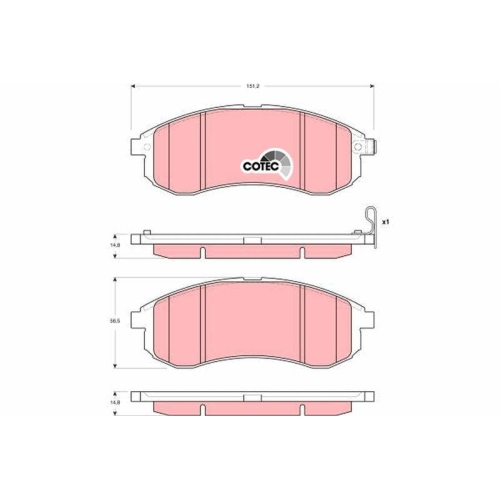 Bremsbelagsatz Scheibenbremse Trw GDB3380 Cotec f&uuml;r Mitsubishi Vorderachse