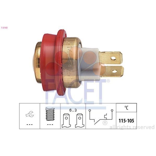 Temperaturschalter K&uuml;hlerl&uuml;fter Facet 7.5143 Made In Italy - Oe Equivalent f&uuml;r