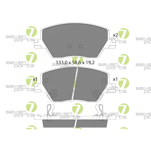 Bremsbelagsatz Scheibenbremse 7 Seven Parts SVP29090 f&uuml;r Renault 1. Vorderachse