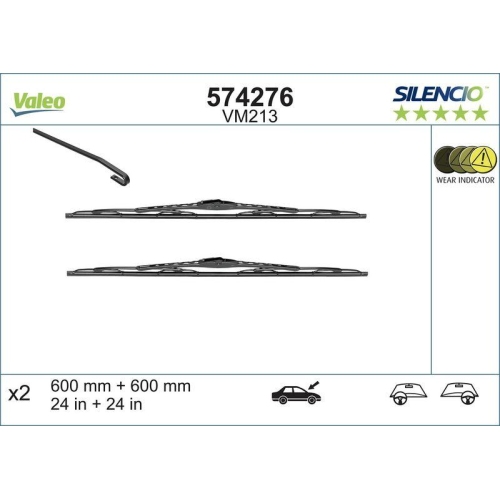 Wischblatt Valeo 574276 Silencio Conventional Set für Opel Vorne