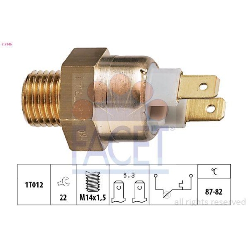 Temperaturschalter K&uuml;hlerl&uuml;fter Facet 7.5146 Made In Italy - Oe Equivalent f&uuml;r