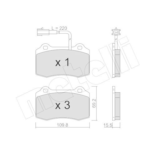 Bremsbelagsatz Scheibenbremse Metelli 22-0251-7 f&uuml;r Maserati Hinterachse