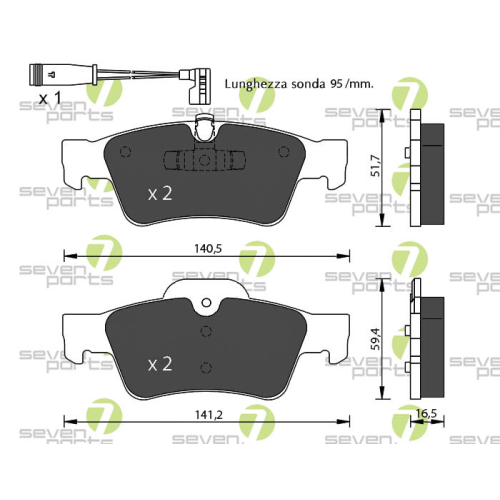 Bremsbelagsatz Scheibenbremse 7 Seven Parts SVP29120 f&uuml;r Audi Seat Skoda Vag VW