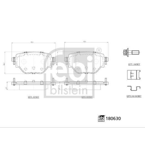 Bremsbelagsatz Scheibenbremse Febi Bilstein 180630 f&uuml;r Citro&euml;n Fiat Opel Peugeot