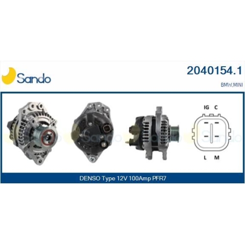 Generator Sando 2040154.1 f&uuml;r Bmw Toyota Mini