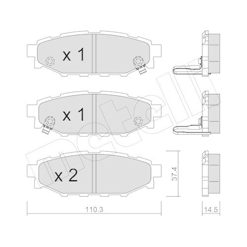 Bremsbelagsatz Scheibenbremse Metelli 22-0764-1 f&uuml;r Subaru Hinterachse